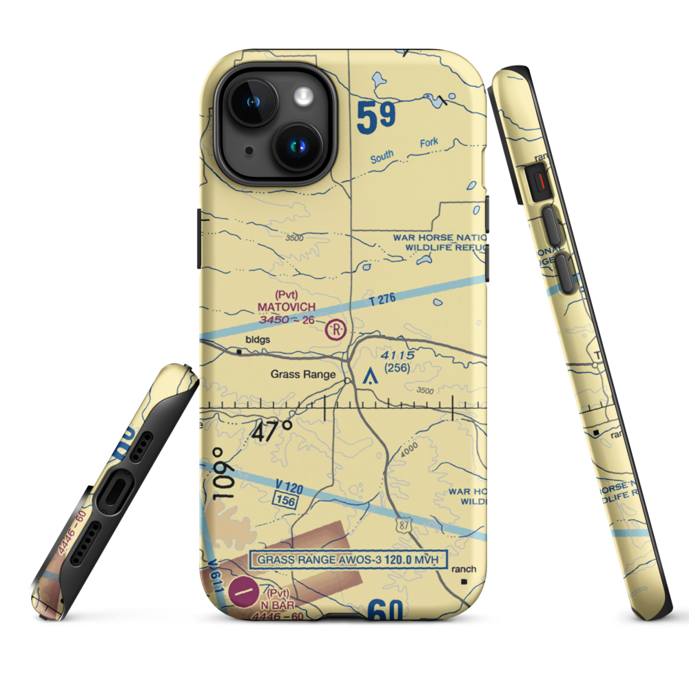 Matovich Airport (08MT) VFR Sectional  Tough iPhone Case iPhone 15 Plus model shown