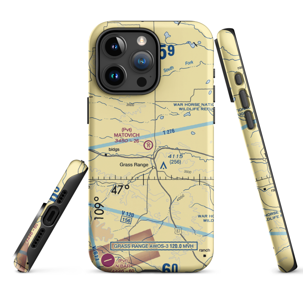 Matovich Airport (08MT) VFR Sectional  Tough iPhone Case iPhone 15 Pro Max model shown