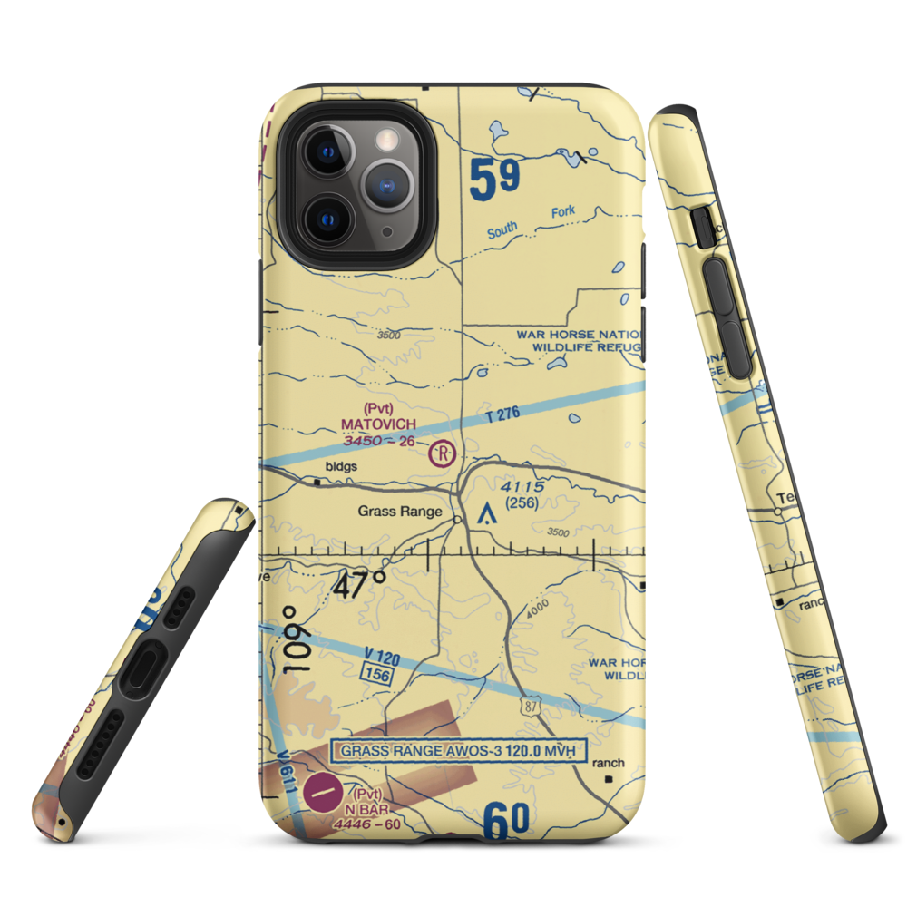 Matovich Airport (08MT) VFR Sectional  Tough iPhone Case iPhone 11 Pro Max model shown
