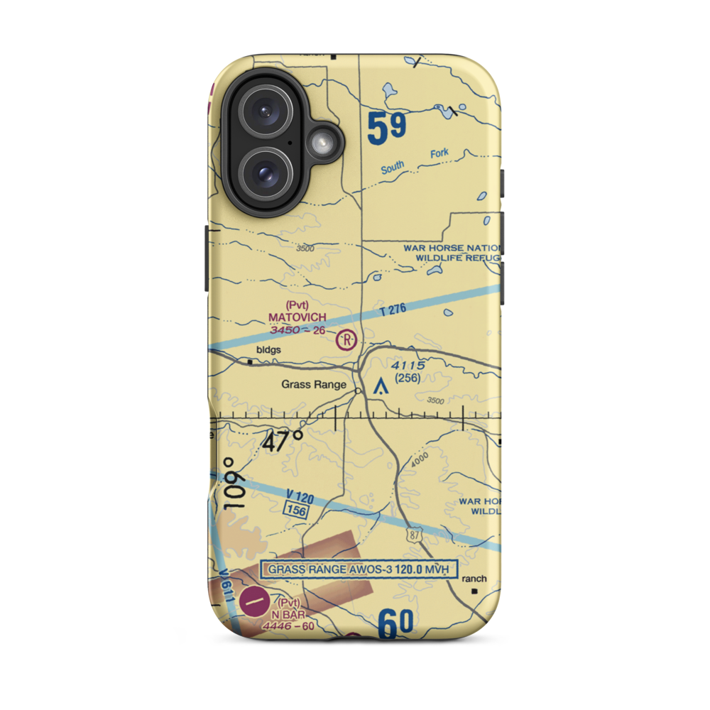 Matovich Airport (08MT) VFR Sectional  Tough iPhone Case iPhone 16 Plus model shown