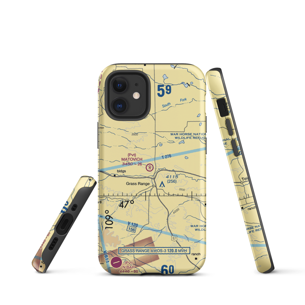 Matovich Airport (08MT) VFR Sectional  Tough iPhone Case iPhone 12 mini model shown