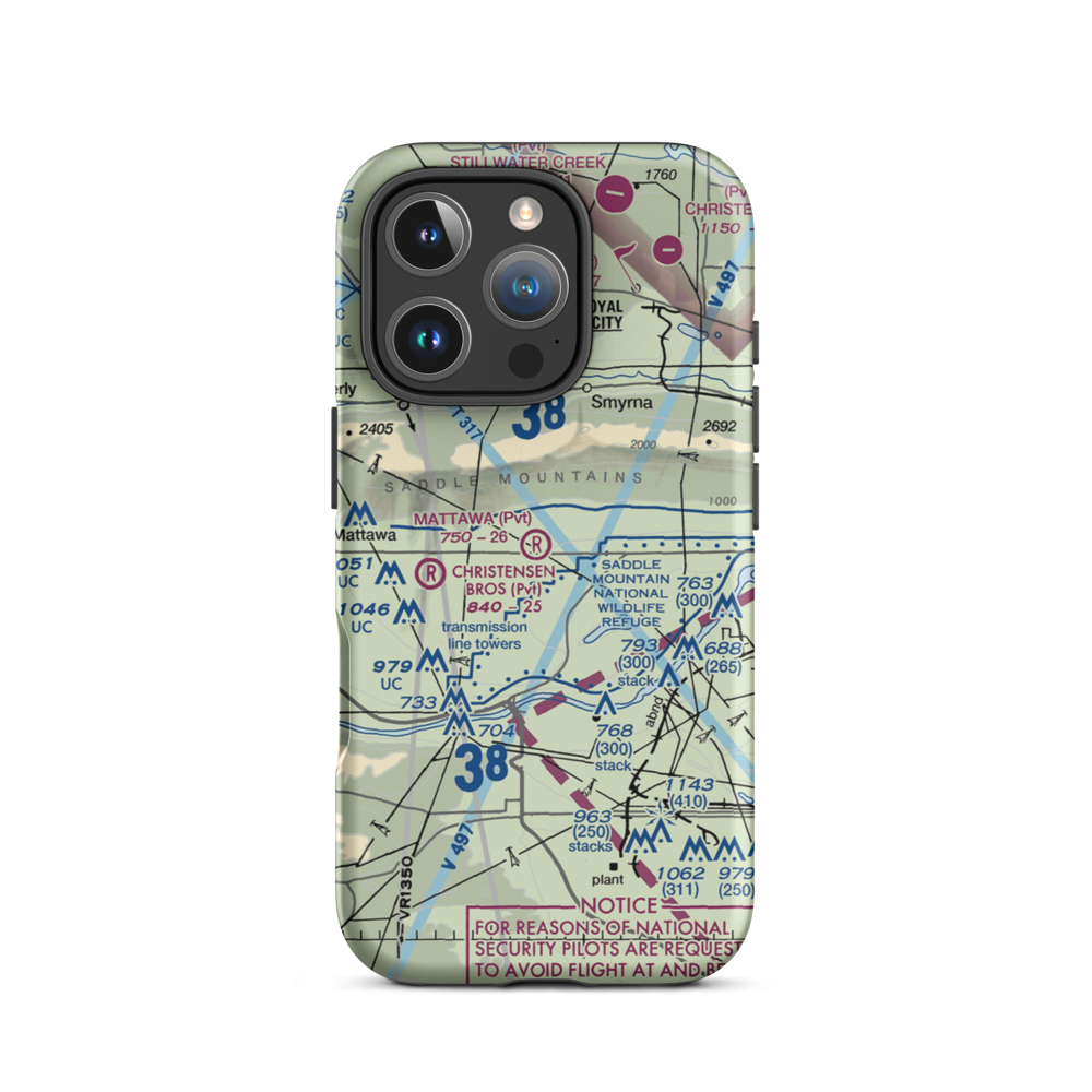 Mattawa Air Strip (74WA) VFR Sectional  Tough iPhone Case iPhone 16 Pro model shown
