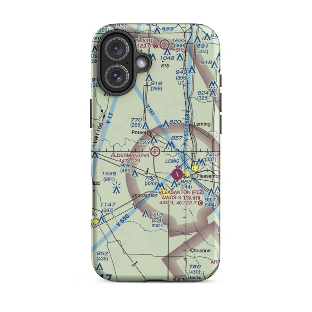 Maurice Dauwe Farm Airport (XS47) VFR Sectional  Tough iPhone Case iPhone 16 Plus model shown