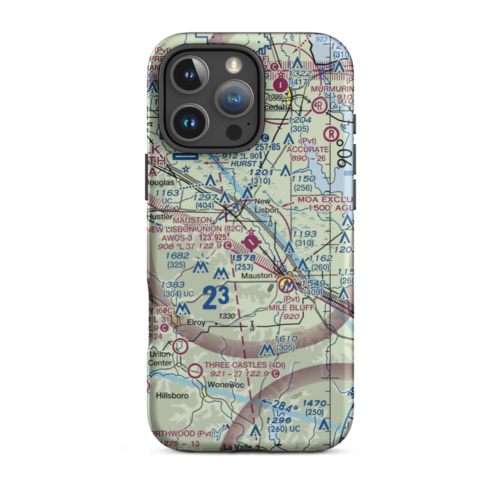 Mauston New Lisbon Union Airport (82C) VFR Sectional  Tough iPhone Case iPhone 16 Pro Max model shown