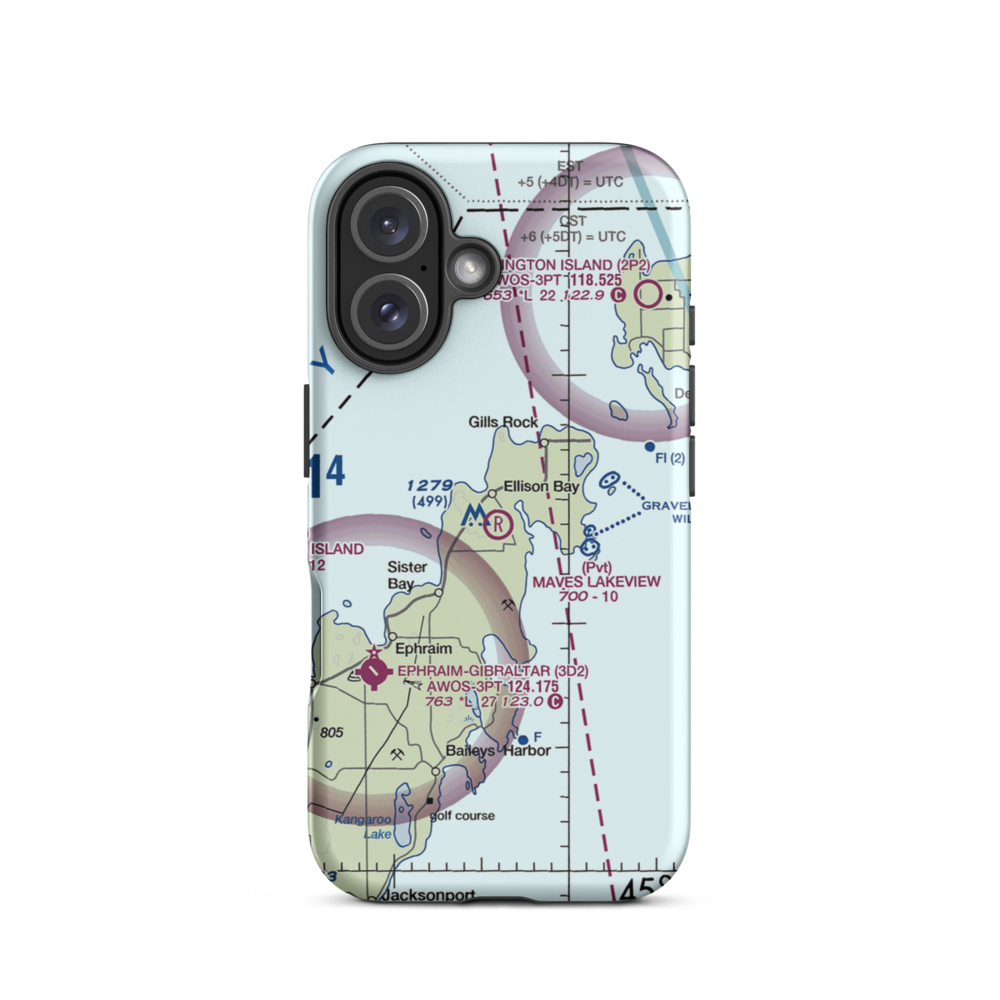 Mave's Lakeview Road Airport (8WN8) VFR Sectional  Tough iPhone Case iPhone 16 model shown