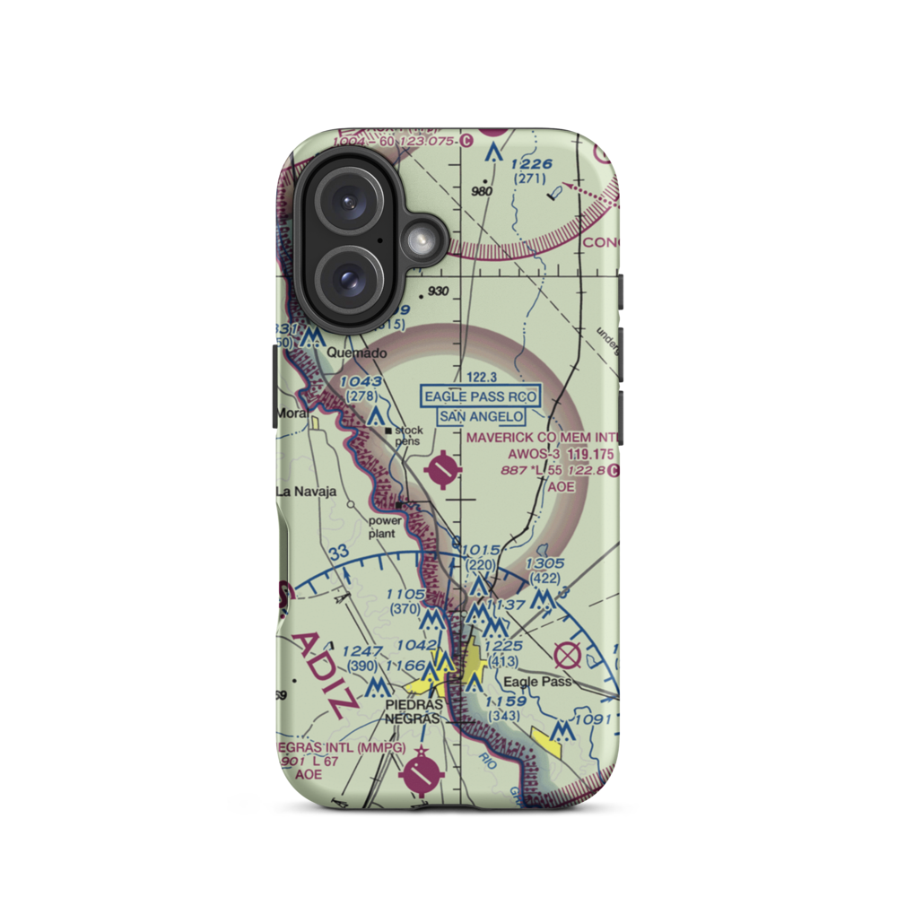 Maverick County Memorial International Airport (5T9) VFR Sectional  Tough iPhone Case iPhone 16 model shown