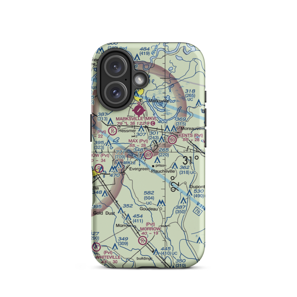 Max Airport (LA48) VFR Sectional  Tough iPhone Case iPhone 16 model shown