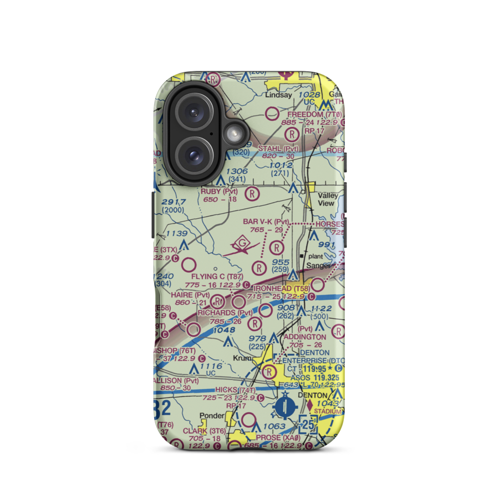 Maxwell Field (TX96) VFR Sectional  Tough iPhone Case iPhone 16 model shown