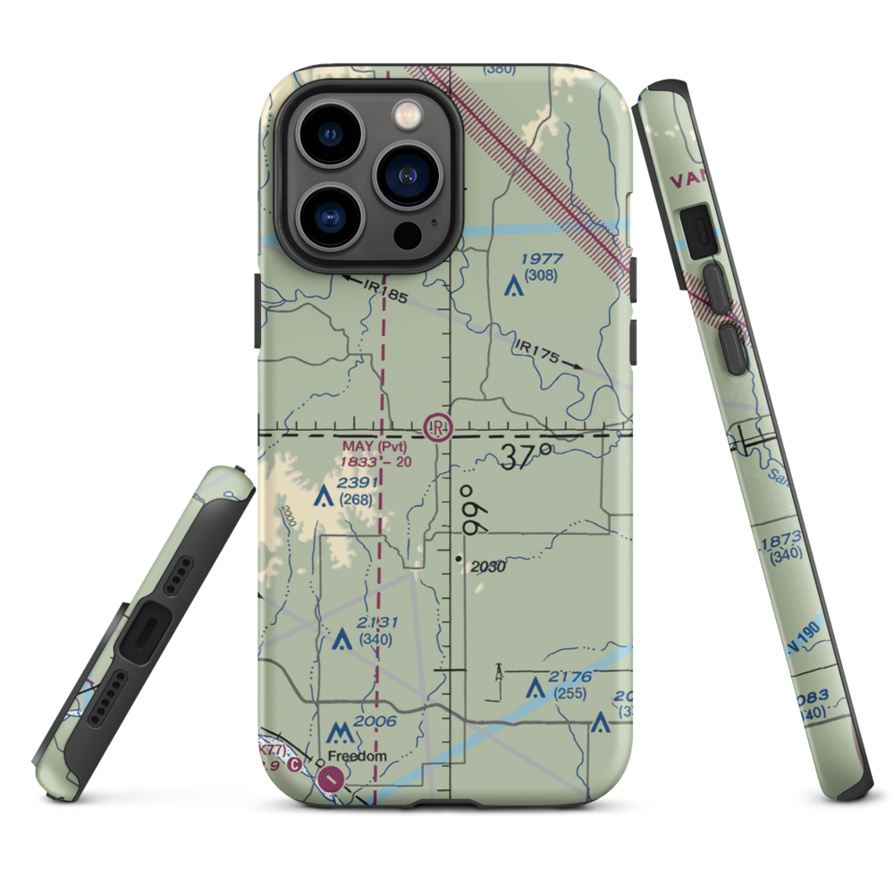 May Ranch Airport (OK54) VFR Sectional  Tough iPhone Case iPhone 13 Pro Max model shown