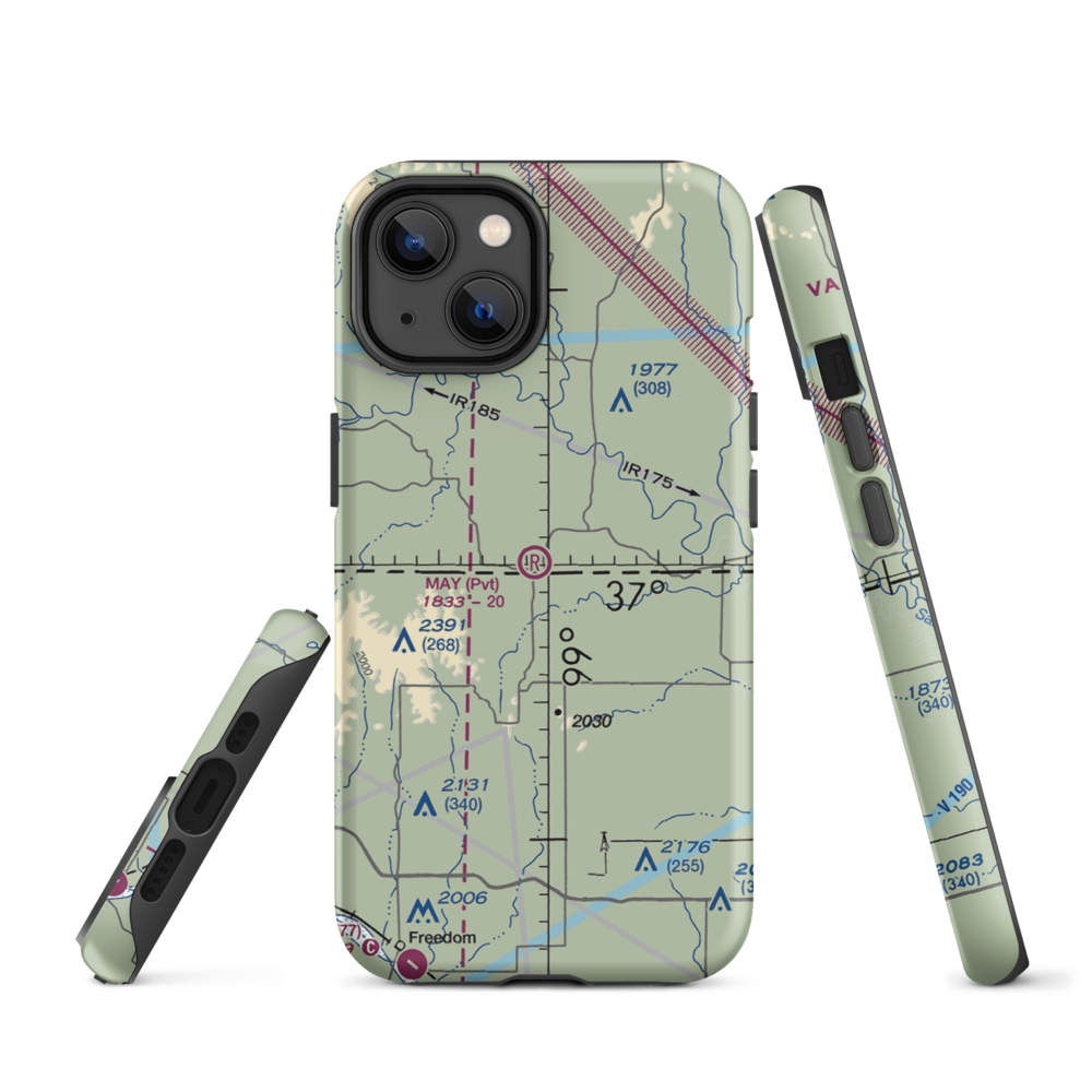 May Ranch Airport (OK54) VFR Sectional  Tough iPhone Case iPhone 14 model shown