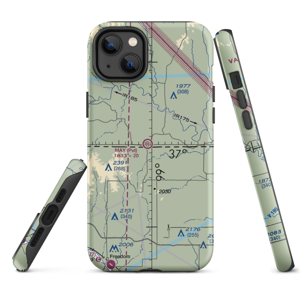 May Ranch Airport (OK54) VFR Sectional  Tough iPhone Case iPhone 14 Plus model shown