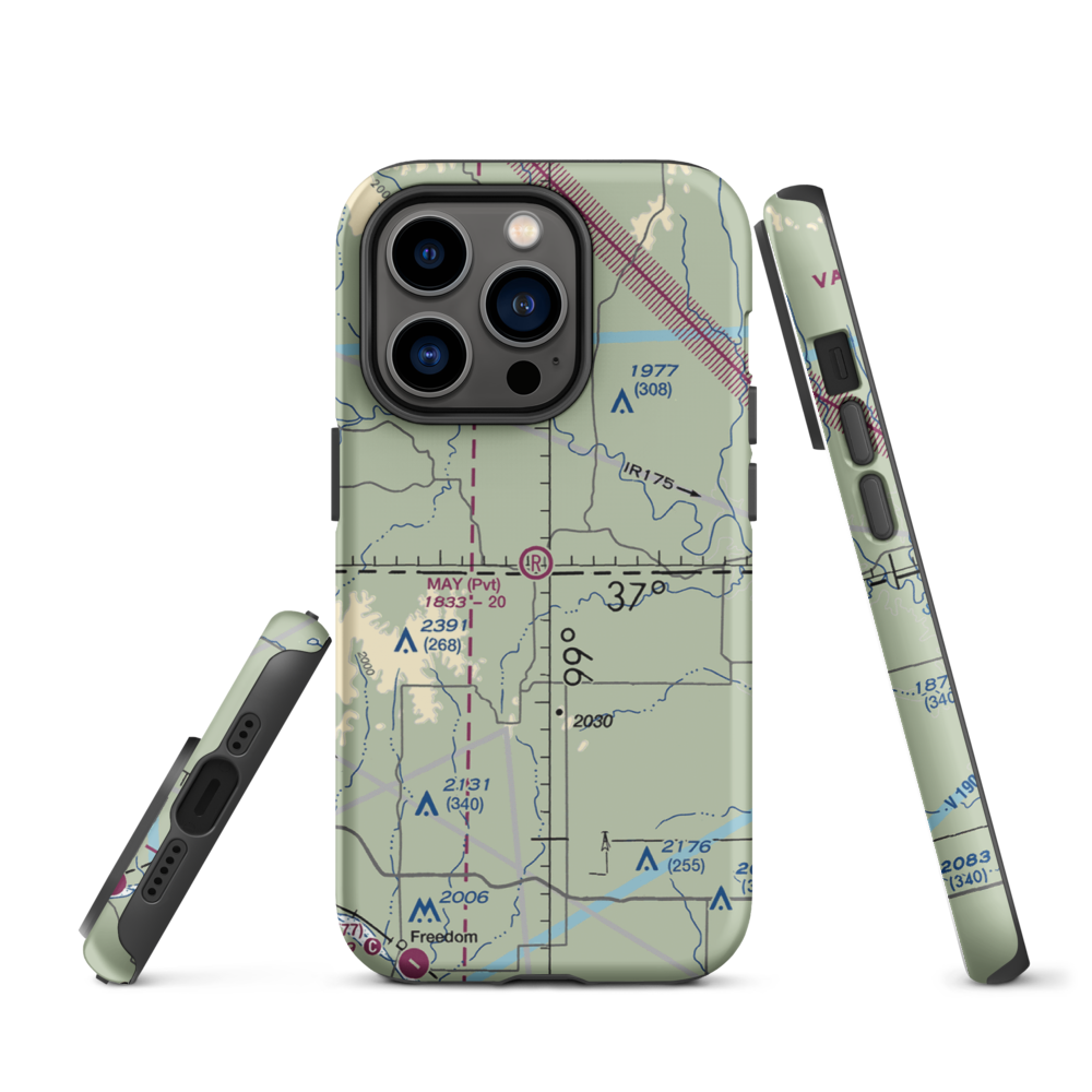 May Ranch Airport (OK54) VFR Sectional  Tough iPhone Case iPhone 14 Pro model shown