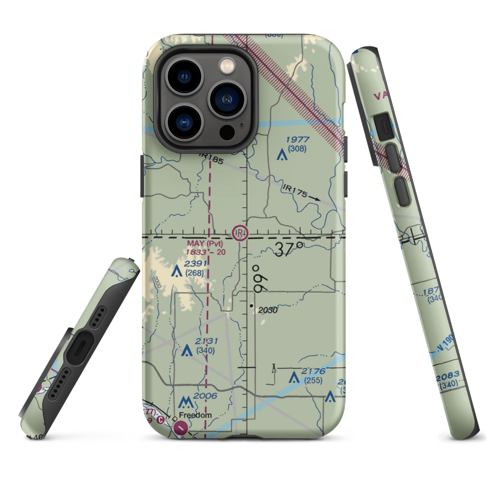 May Ranch Airport (OK54) VFR Sectional  Tough iPhone Case iPhone 14 Pro Max model shown