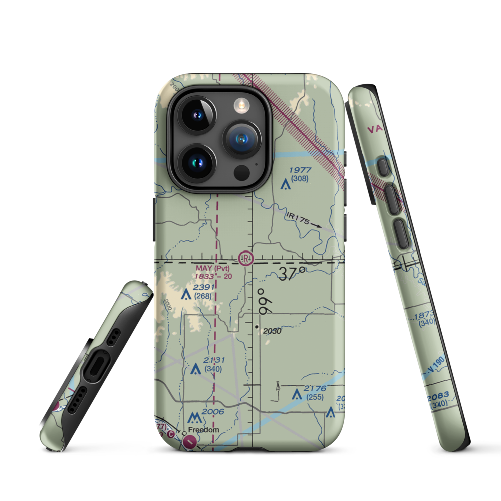 May Ranch Airport (OK54) VFR Sectional  Tough iPhone Case iPhone 15 Pro model shown