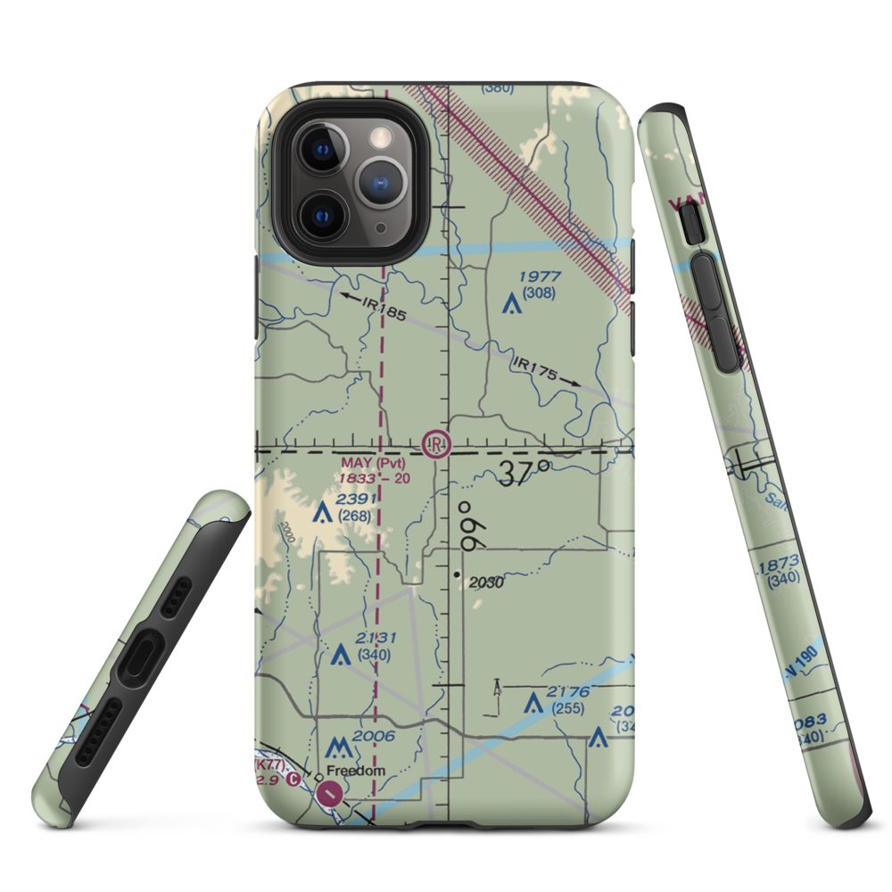 May Ranch Airport (OK54) VFR Sectional  Tough iPhone Case iPhone 11 Pro Max model shown