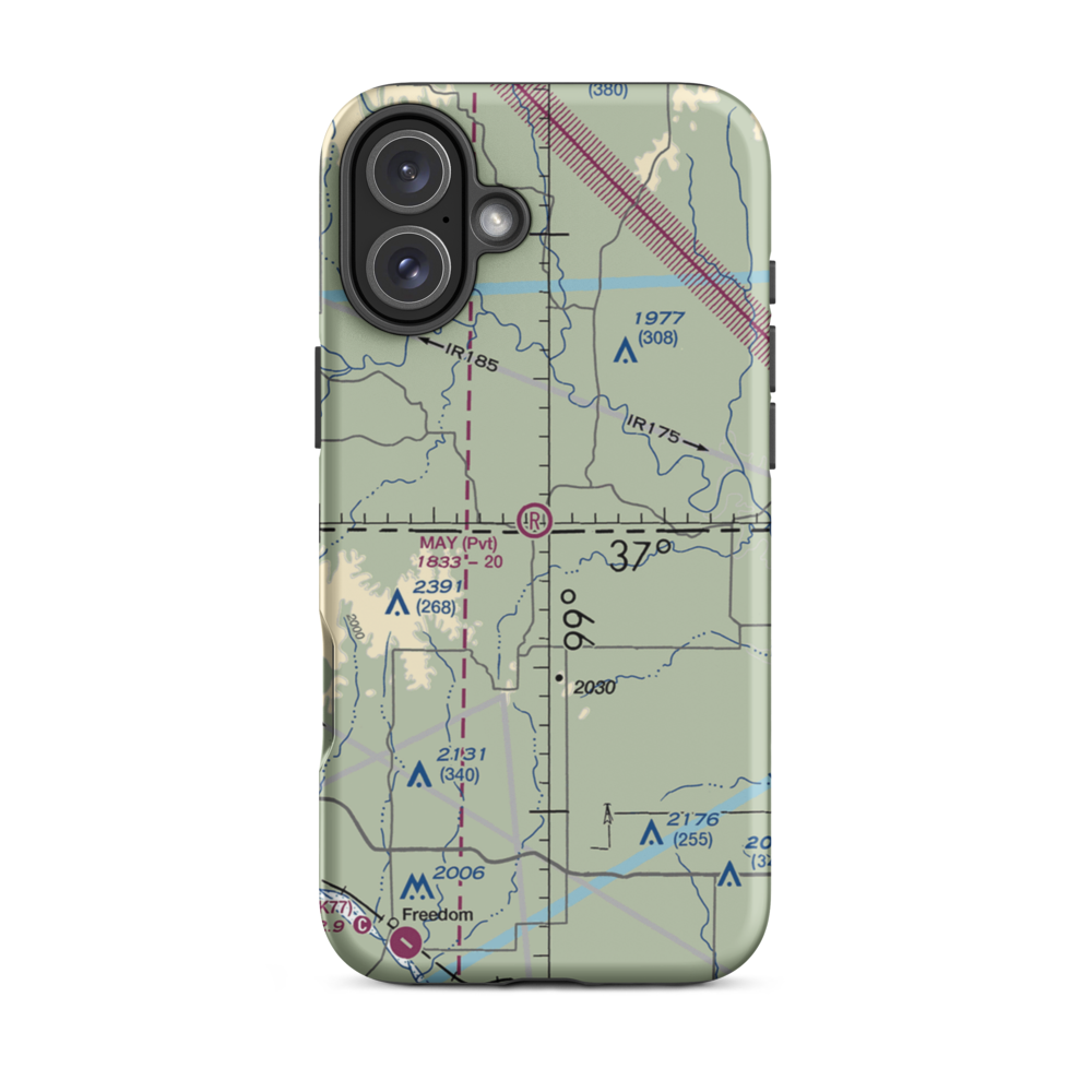 May Ranch Airport (OK54) VFR Sectional  Tough iPhone Case iPhone 16 Plus model shown