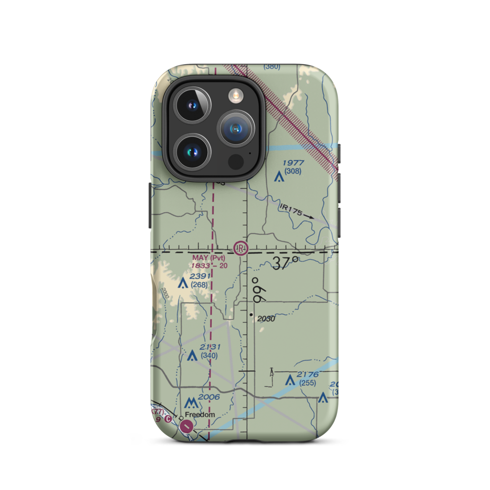 May Ranch Airport (OK54) VFR Sectional  Tough iPhone Case iPhone 16 Pro model shown