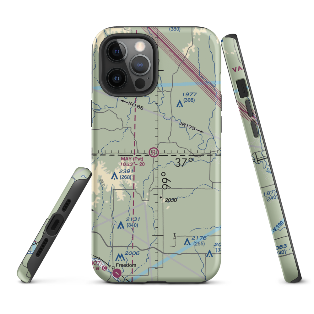May Ranch Airport (OK54) VFR Sectional  Tough iPhone Case iPhone 12 Pro Max model shown