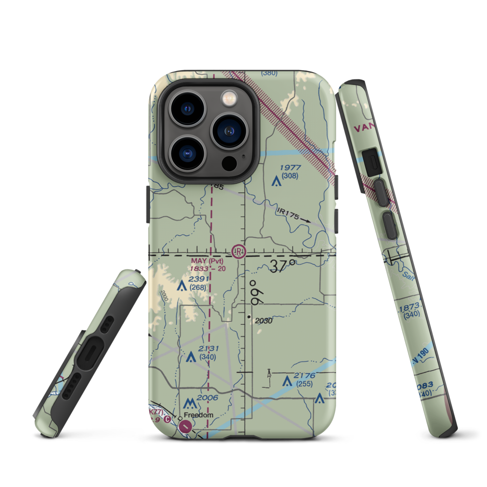 May Ranch Airport (OK54) VFR Sectional  Tough iPhone Case iPhone 13 Pro model shown