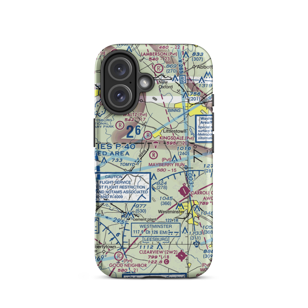 Mayberry Run Airport (1MD8) VFR Sectional  Tough iPhone Case iPhone 16 model shown