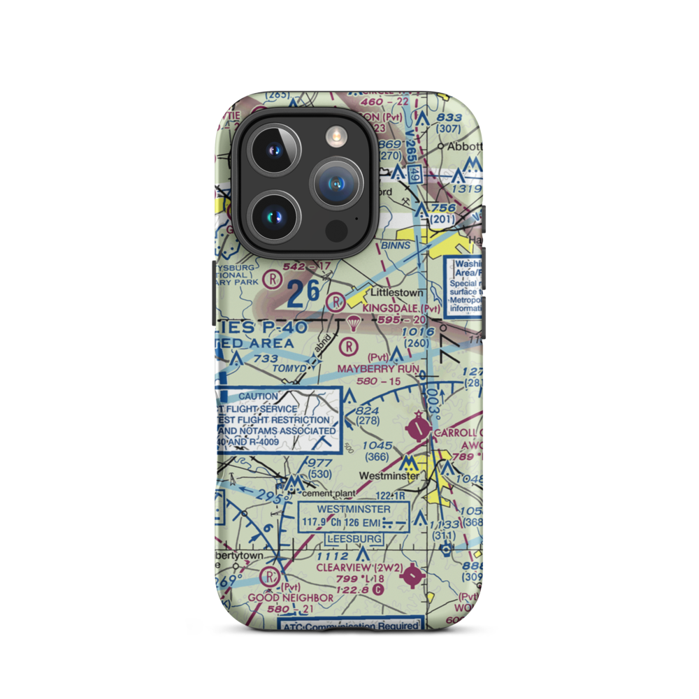 Mayberry Run Airport (1MD8) VFR Sectional  Tough iPhone Case iPhone 16 Pro model shown