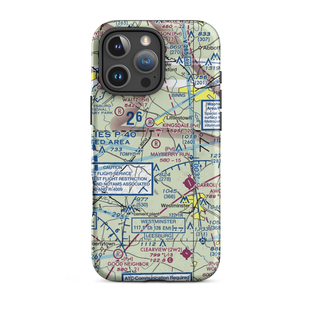 Mayberry Run Airport (1MD8) VFR Sectional  Tough iPhone Case iPhone 16 Pro Max model shown