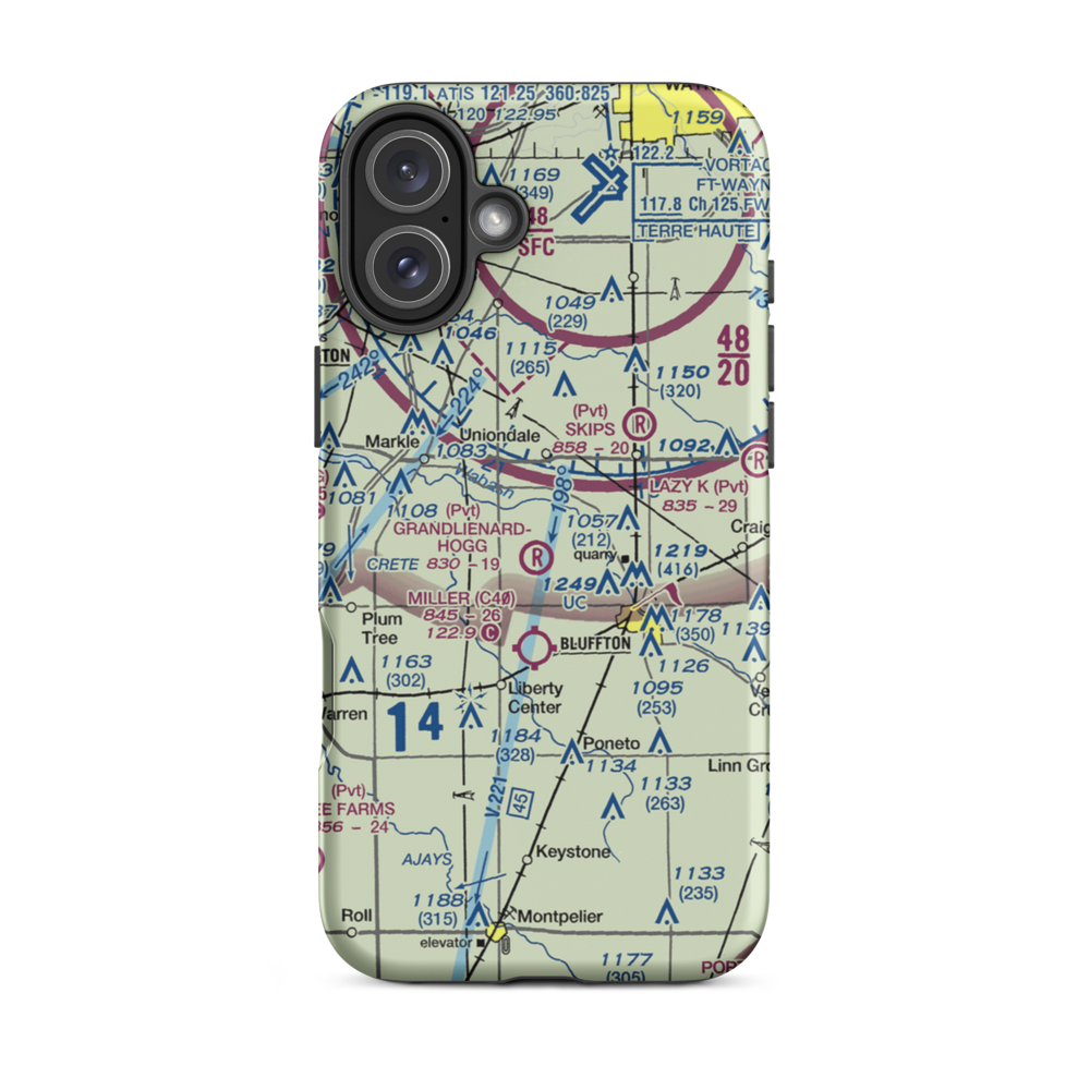 Mayer Airport (IN72) VFR Sectional  Tough iPhone Case iPhone 16 Plus model shown