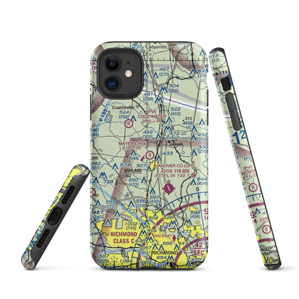 Mayers Airport (VG24) VFR Sectional  Tough iPhone Case iPhone 11 model shown