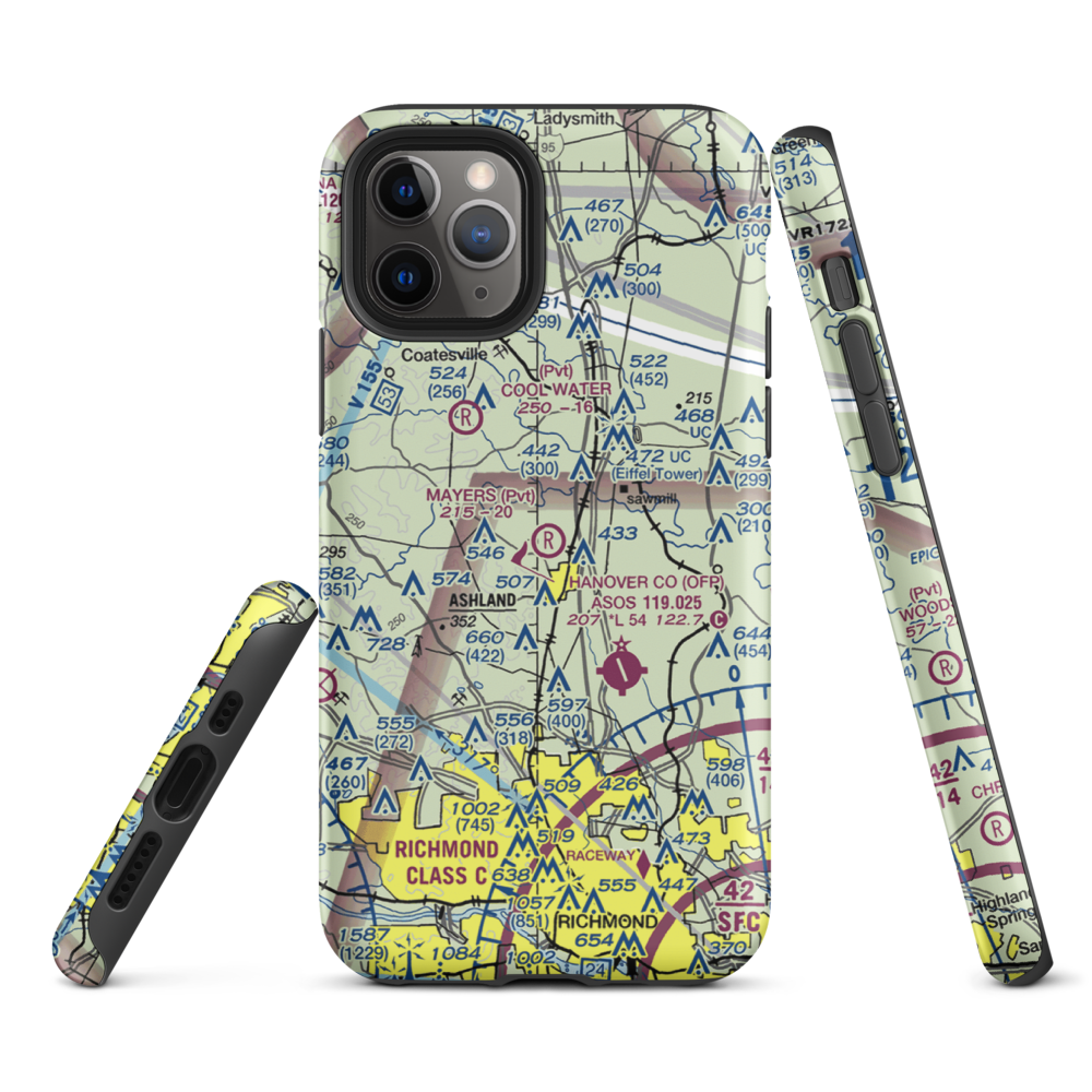 Mayers Airport (VG24) VFR Sectional  Tough iPhone Case iPhone 11 Pro model shown
