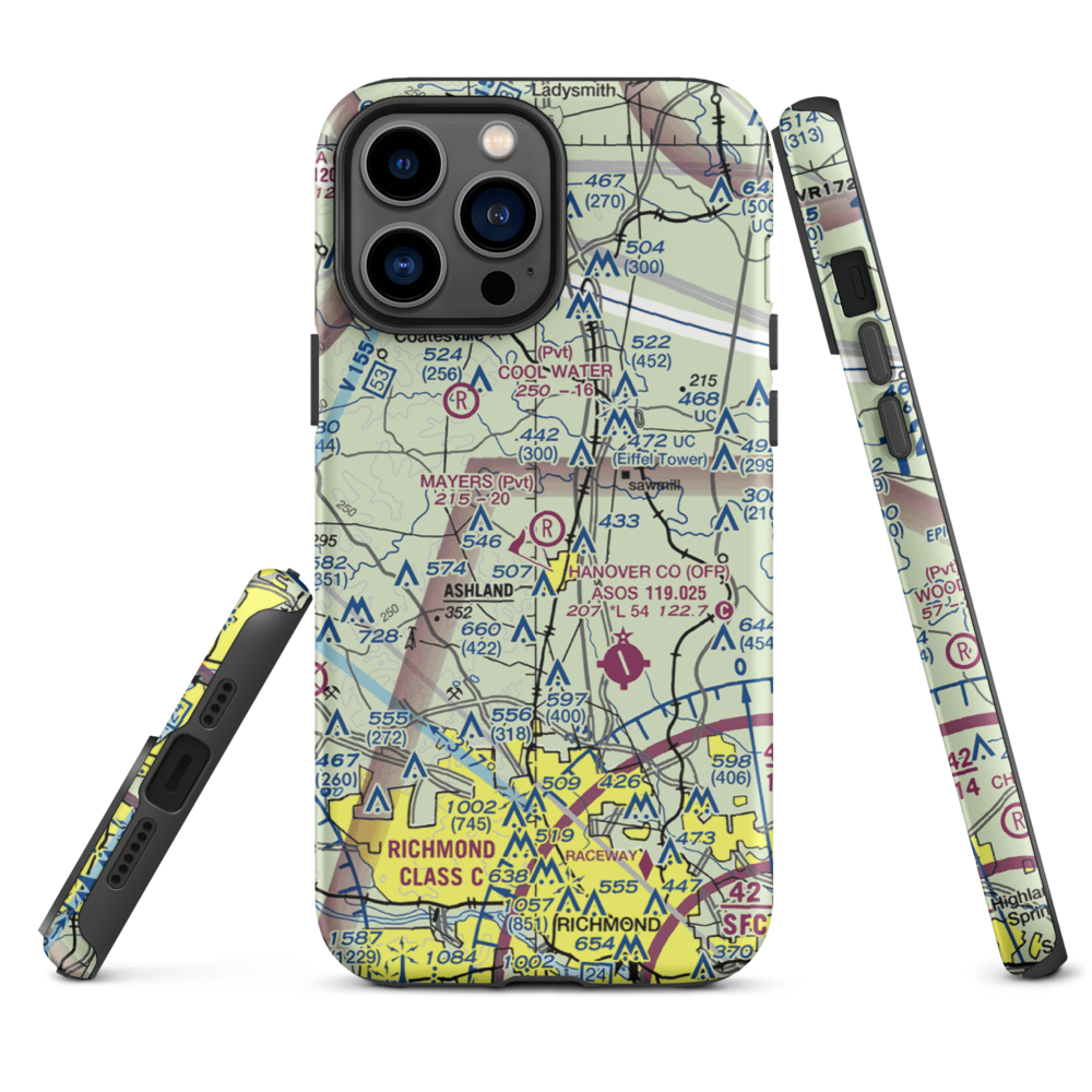 Mayers Airport (VG24) VFR Sectional  Tough iPhone Case iPhone 13 Pro Max model shown