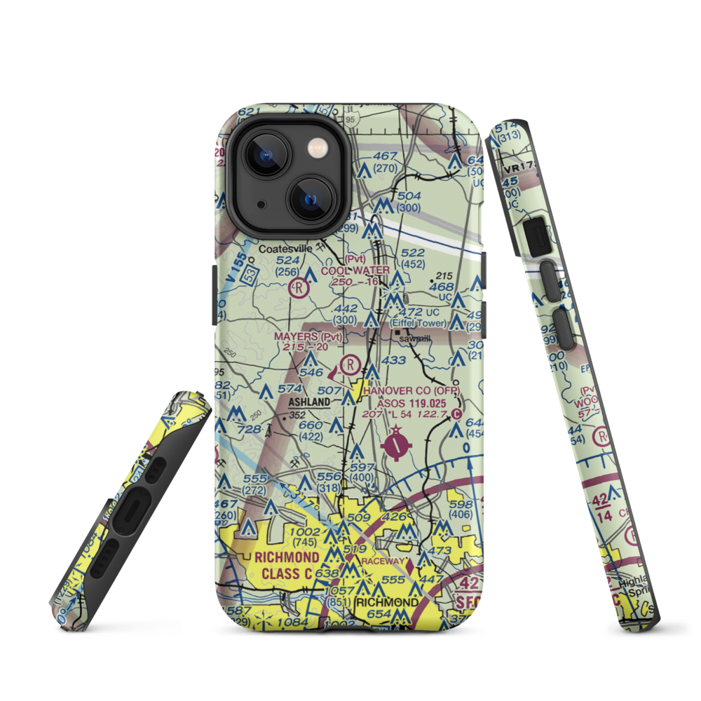 Mayers Airport (VG24) VFR Sectional  Tough iPhone Case iPhone 14 model shown