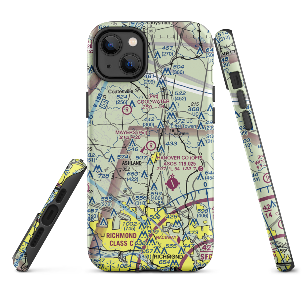 Mayers Airport (VG24) VFR Sectional  Tough iPhone Case iPhone 14 Plus model shown