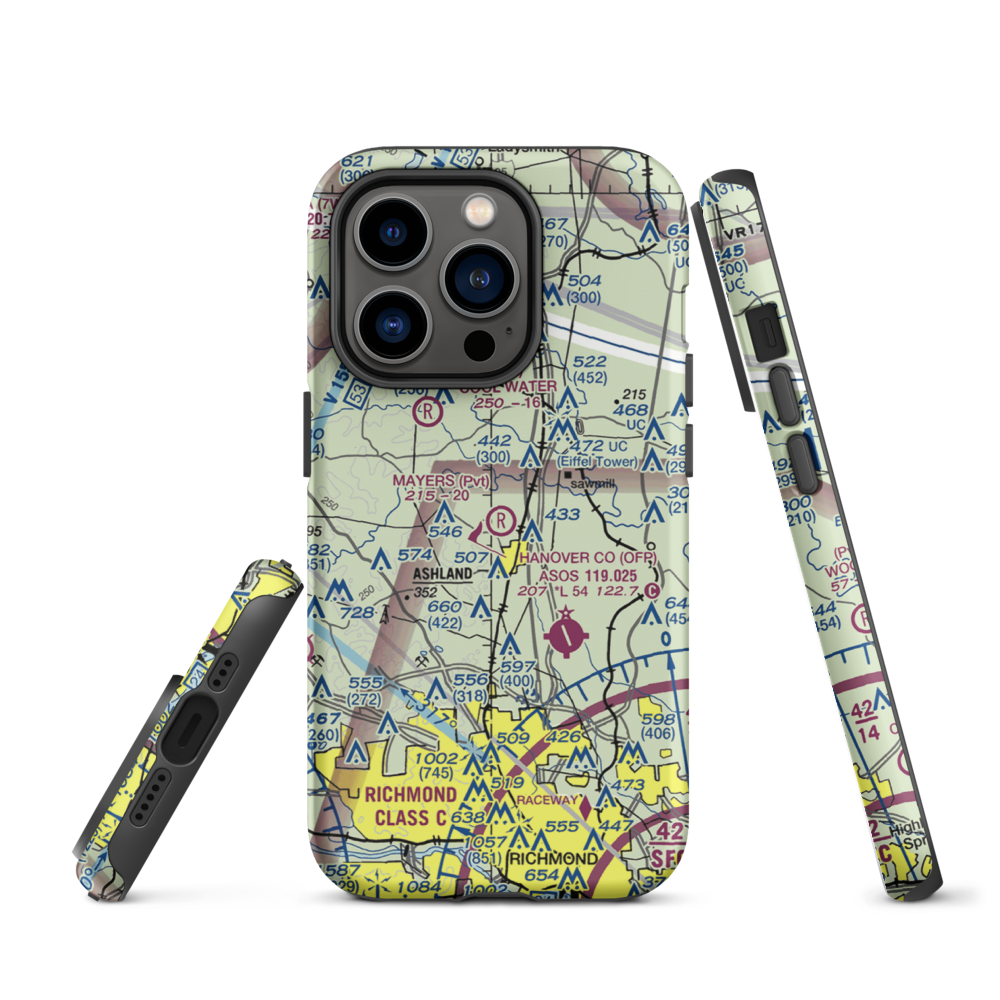 Mayers Airport (VG24) VFR Sectional  Tough iPhone Case iPhone 14 Pro model shown
