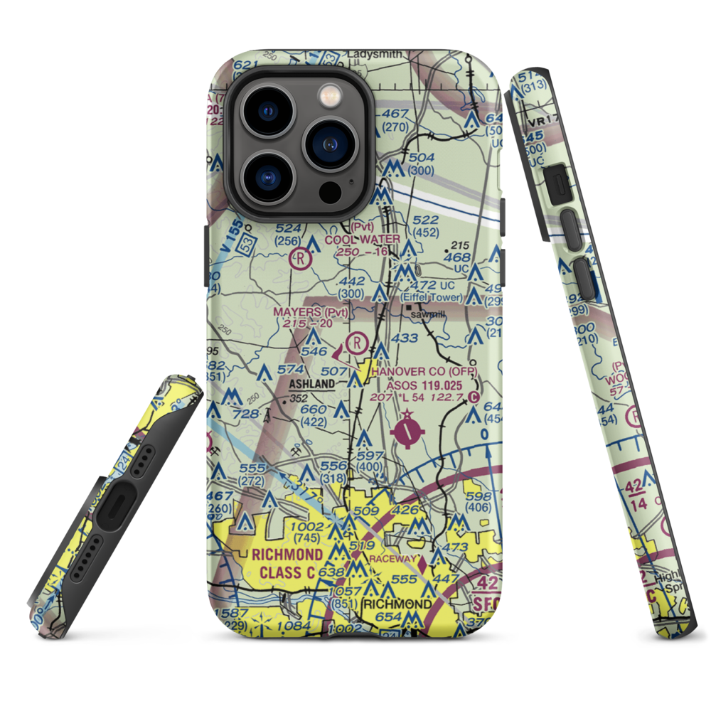 Mayers Airport (VG24) VFR Sectional  Tough iPhone Case iPhone 14 Pro Max model shown