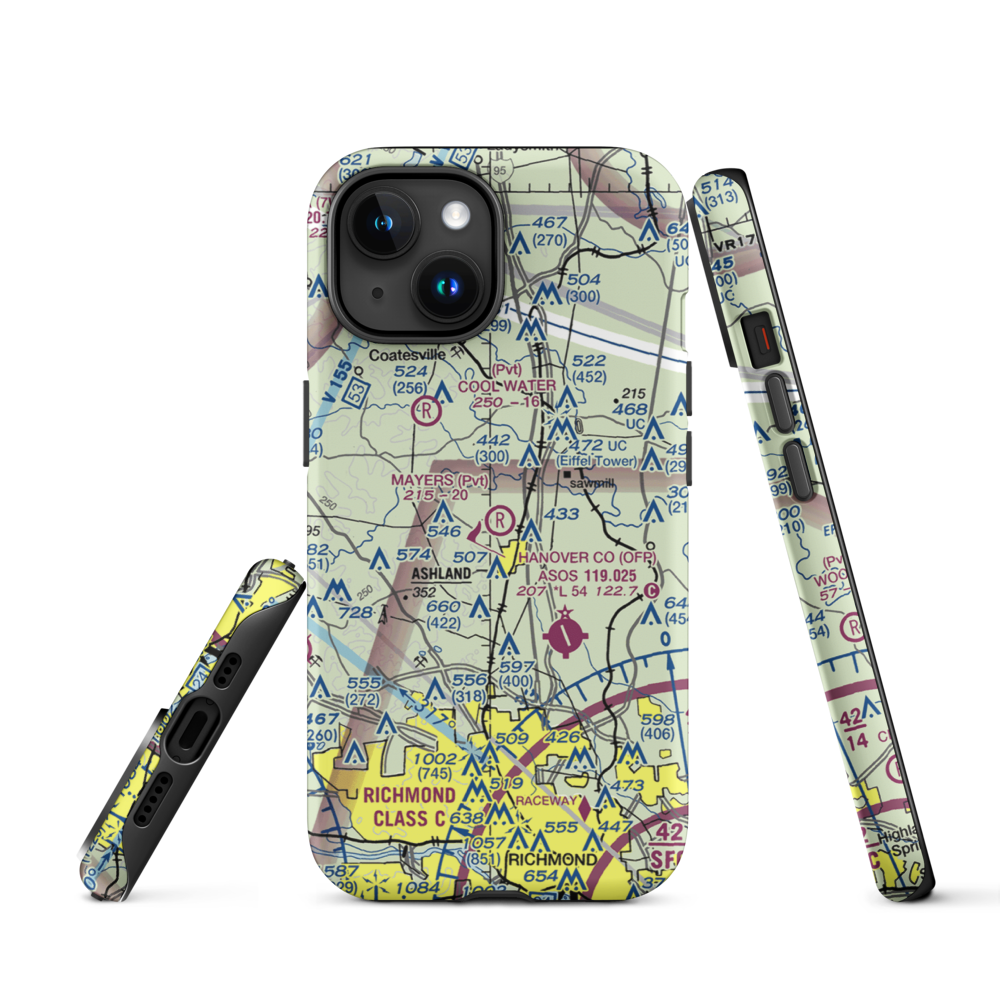 Mayers Airport (VG24) VFR Sectional  Tough iPhone Case iPhone 15 model shown