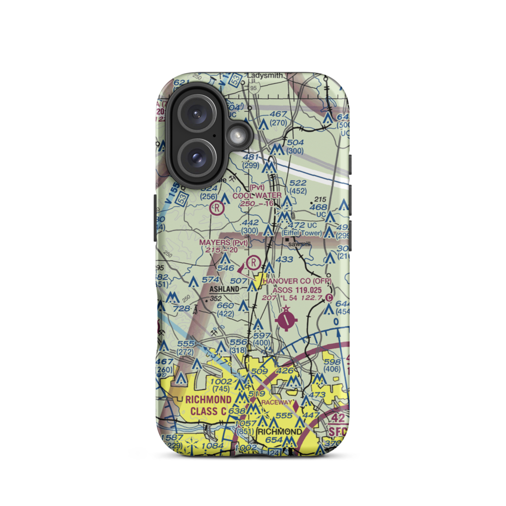 Mayers Airport (VG24) VFR Sectional  Tough iPhone Case iPhone 16 model shown
