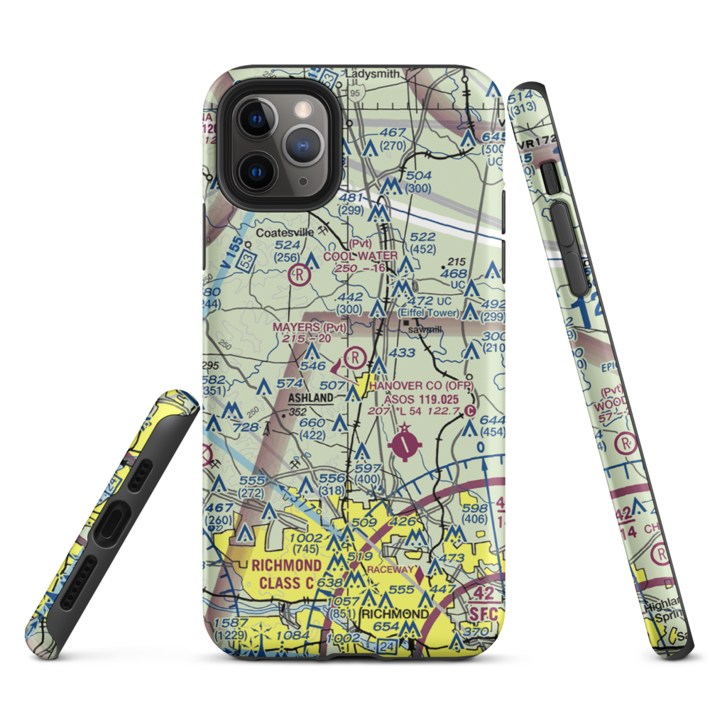 Mayers Airport (VG24) VFR Sectional  Tough iPhone Case iPhone 11 Pro Max model shown
