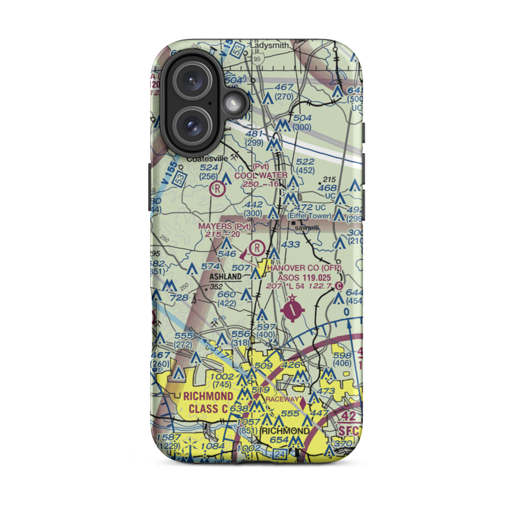 Mayers Airport (VG24) VFR Sectional  Tough iPhone Case iPhone 16 Plus model shown