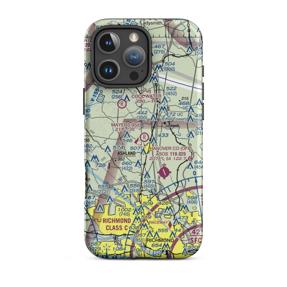 Mayers Airport (VG24) VFR Sectional  Tough iPhone Case iPhone 16 Pro Max model shown