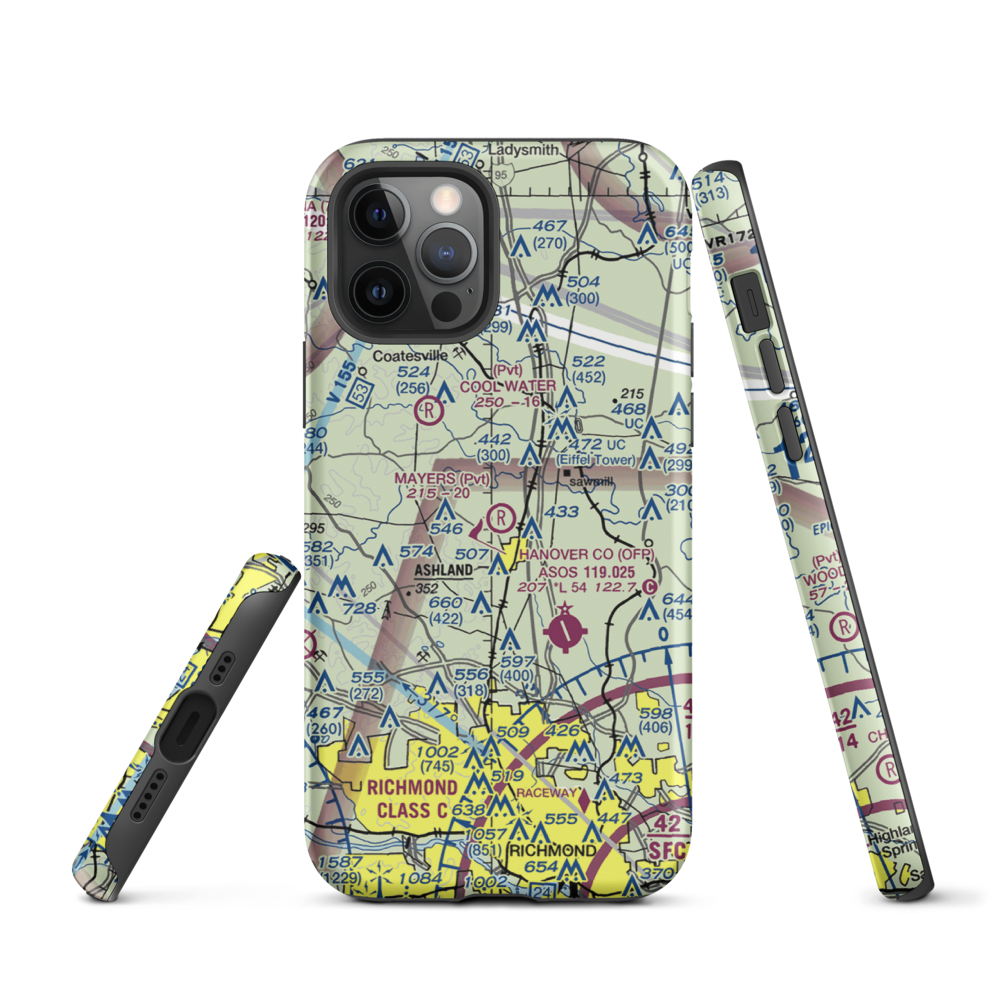 Mayers Airport (VG24) VFR Sectional  Tough iPhone Case iPhone 12 Pro model shown