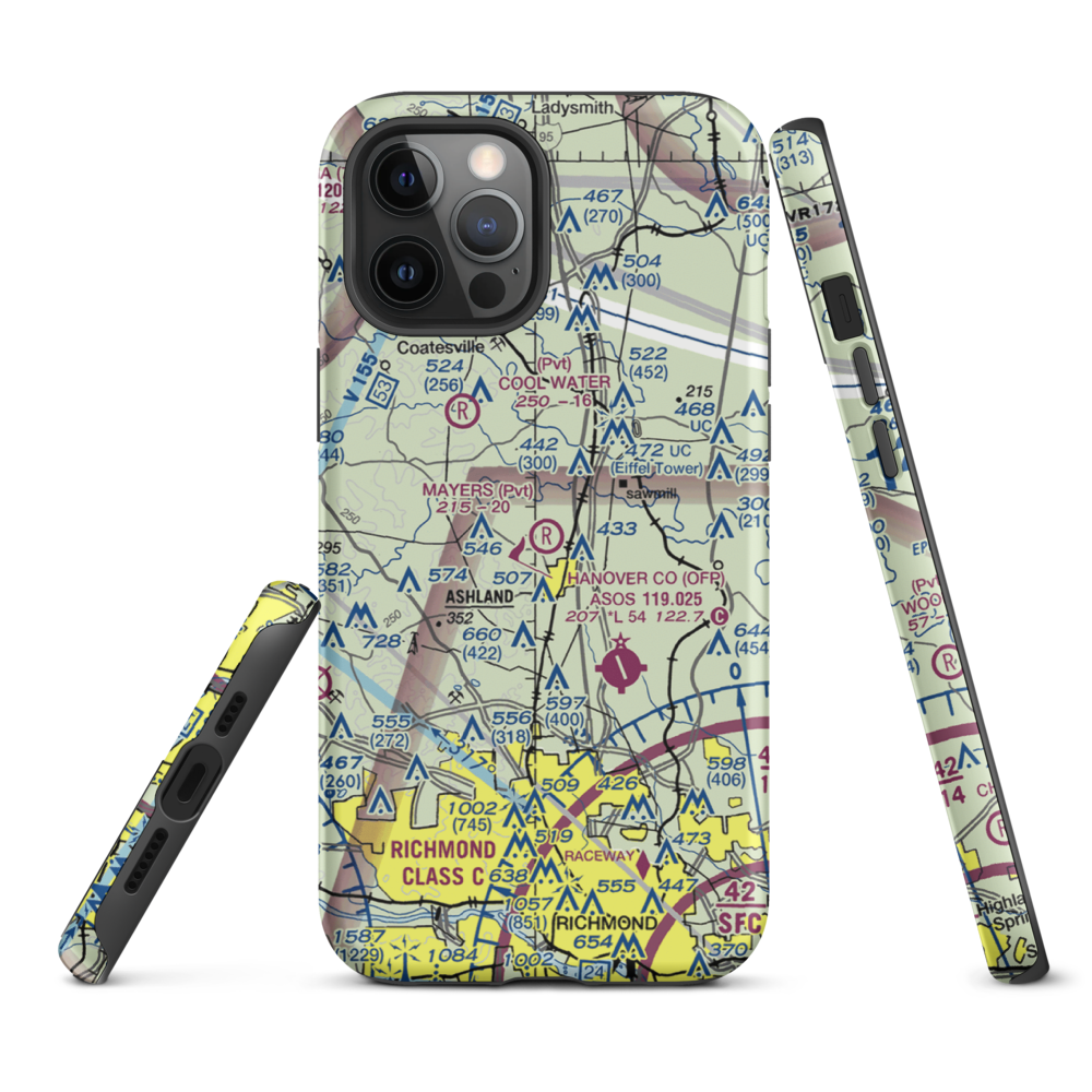 Mayers Airport (VG24) VFR Sectional  Tough iPhone Case iPhone 12 Pro Max model shown