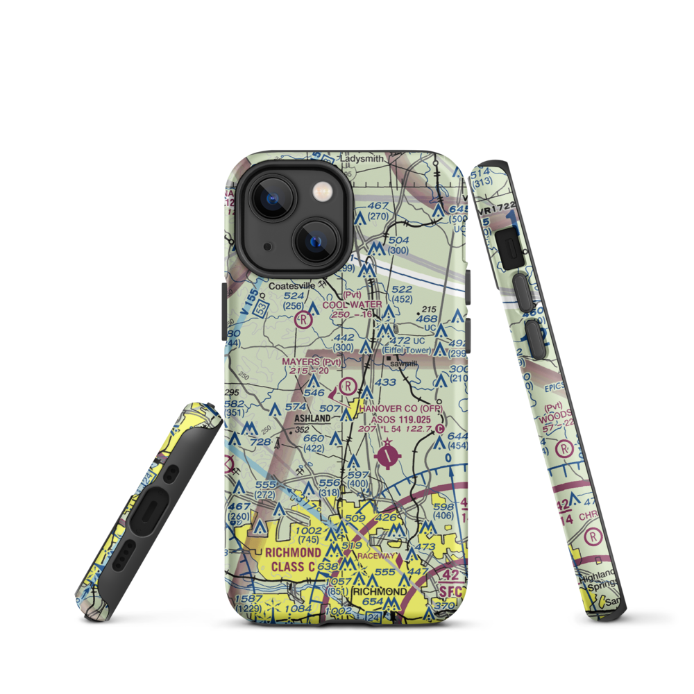 Mayers Airport (VG24) VFR Sectional  Tough iPhone Case iPhone 13 mini model shown