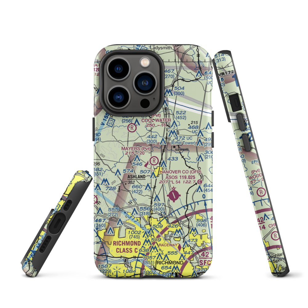 Mayers Airport (VG24) VFR Sectional  Tough iPhone Case iPhone 13 Pro model shown