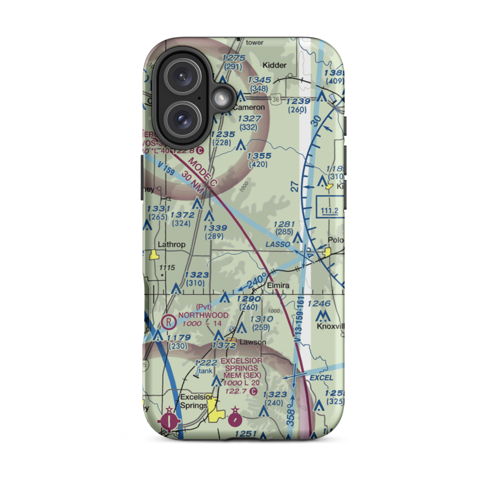 Mayes Homestead Airport (37MO) VFR Sectional  Tough iPhone Case iPhone 16 Plus model shown