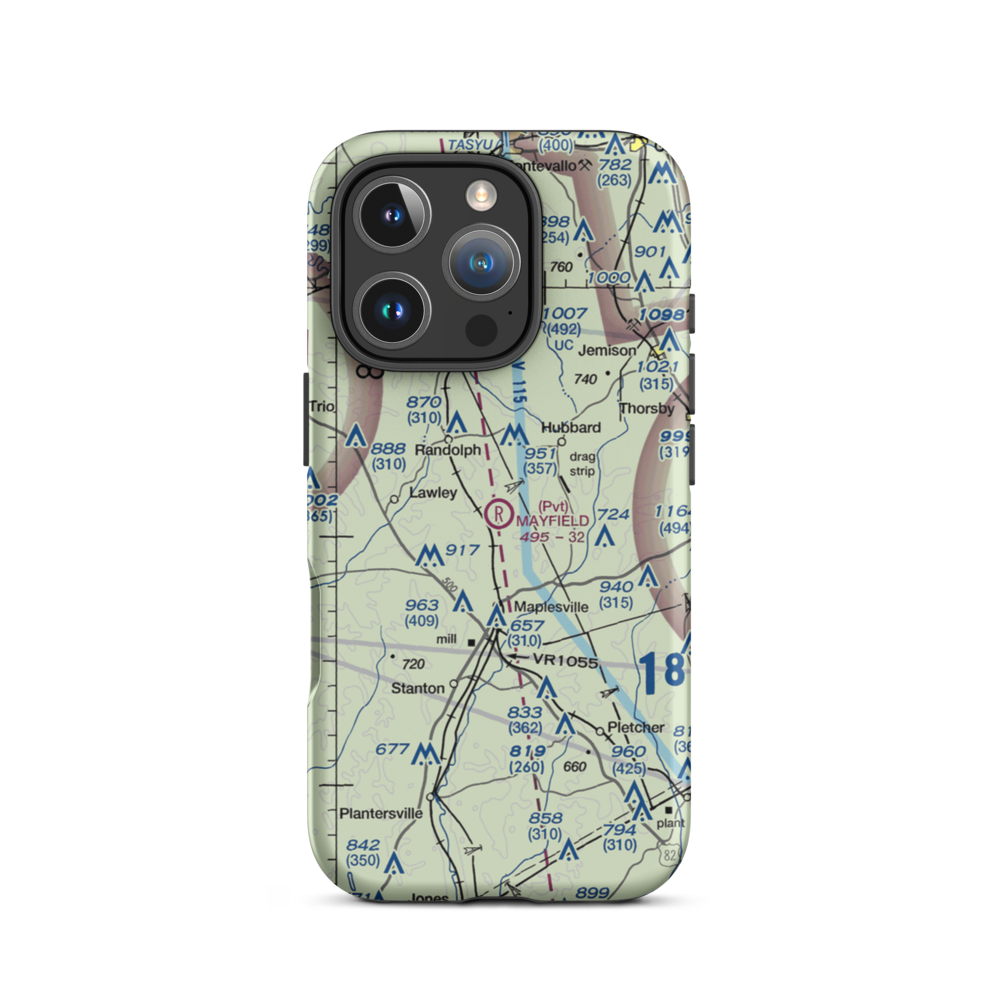 Mayfield (Private) Airport (AL76) VFR Sectional  Tough iPhone Case iPhone 16 Pro model shown