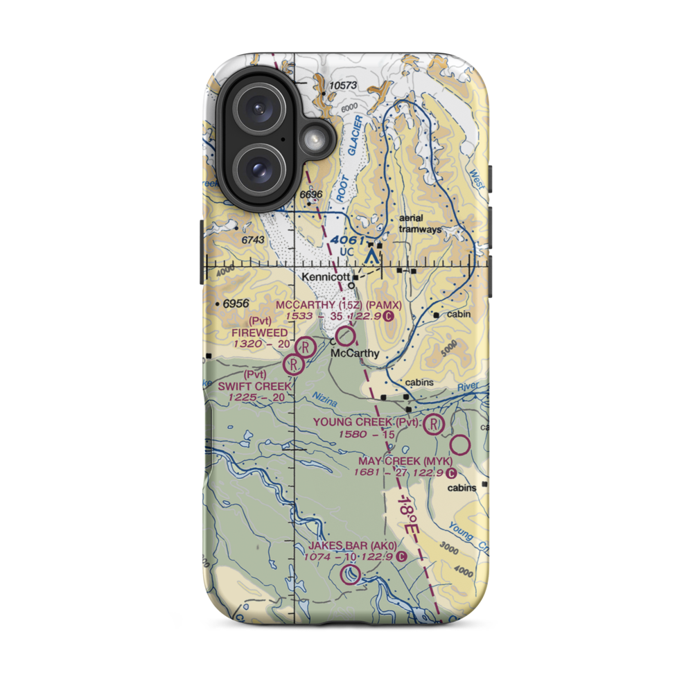 Mc Carthy Airport (15Z) VFR Sectional  Tough iPhone Case iPhone 16 Plus model shown
