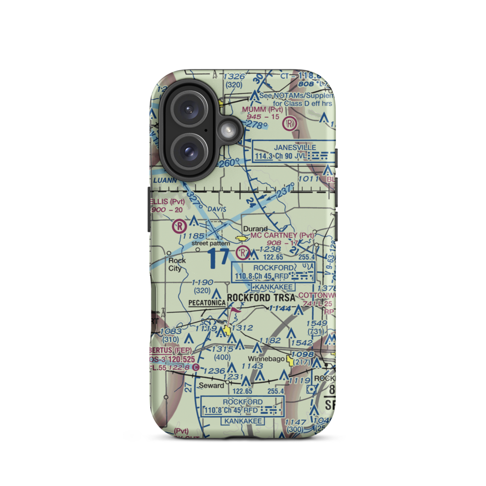 Mc Cartney Airport (2IL1) VFR Sectional  Tough iPhone Case iPhone 16 model shown