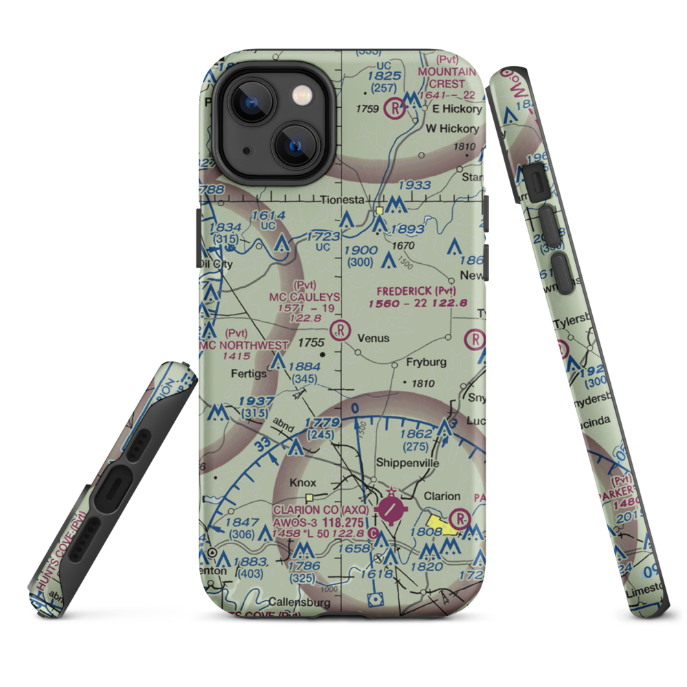 Mc Cauley'S Airport (8PN3) VFR Sectional  Tough iPhone Case iPhone 14 Plus model shown