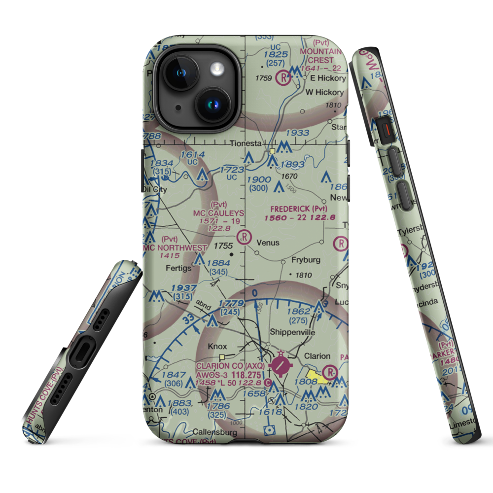 Mc Cauley'S Airport (8PN3) VFR Sectional  Tough iPhone Case iPhone 15 Plus model shown