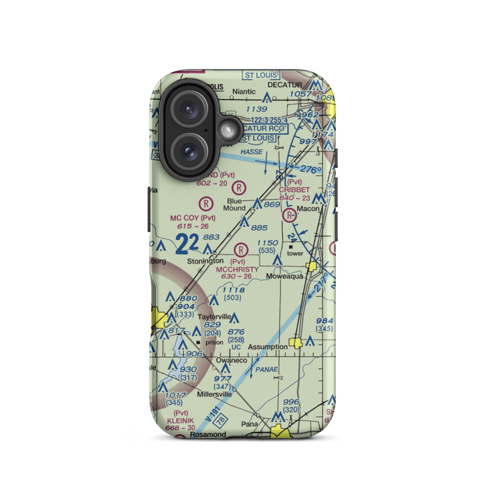 Mc Christy Airport (IS54) VFR Sectional  Tough iPhone Case iPhone 16 model shown